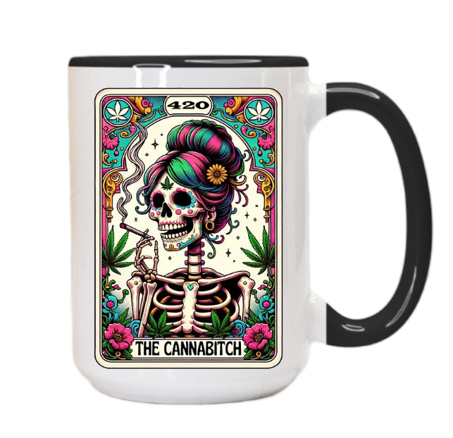 Then CanniBitch Skeleton Tarot Reading Cards Coffee Mug